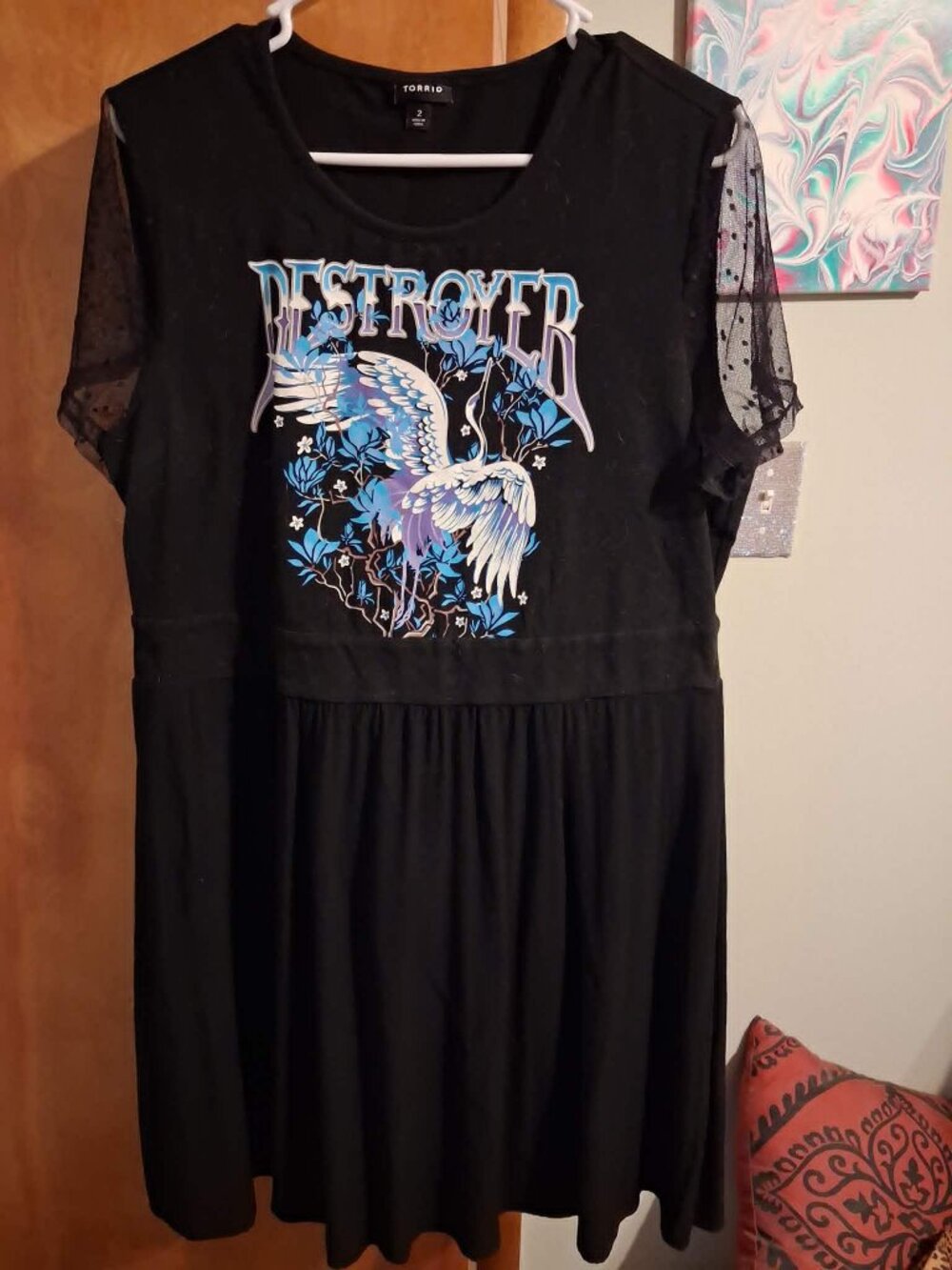 Torrid Dress Size 2 Vinyl Icons Destroyer Cap Sleeve